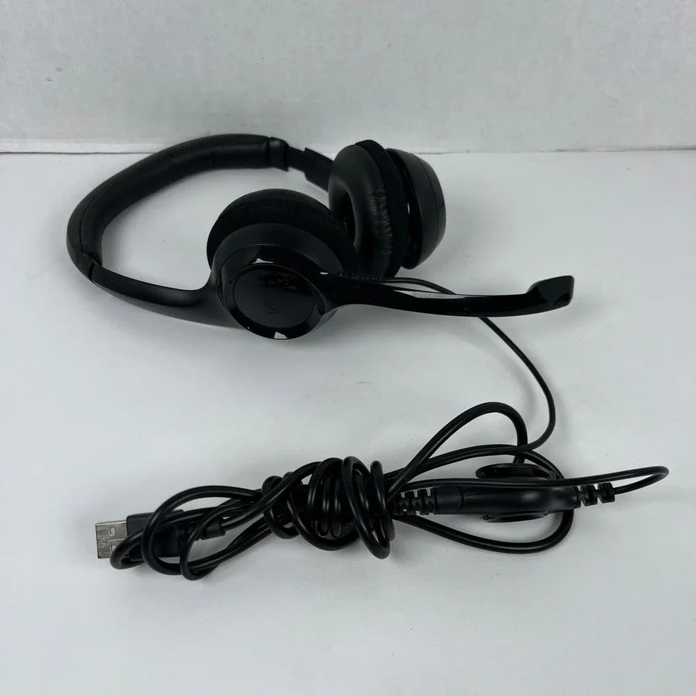 Logitech H390 Wired USB Computer Headset Noise Canceling Mic Black 981-000014